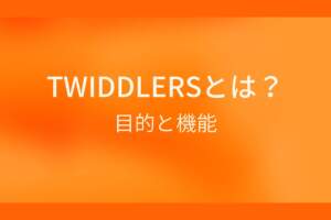 オレンジ色の背景にTWIDDLERSとは？目的と機能というテキストが白色で書かれている