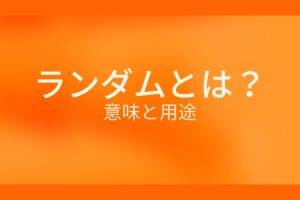 ランダムとは？意味と用途